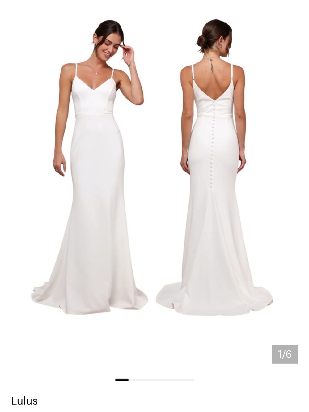 Lulu's Elegant White Spaghetti-Strap Mermaid Wedding Gown